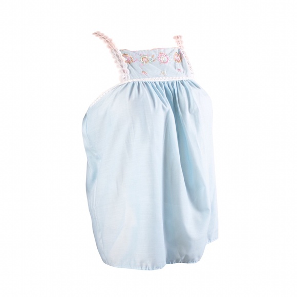 Vintage Lingerie Blue Babydoll Embroidered Top - Picture 1 of 4